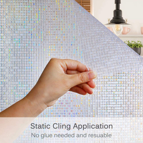Folii decorative pentru geam - Folie decorativă pentru geam cu efect privacy 200 x 60 cm, model Mozaic holografic
