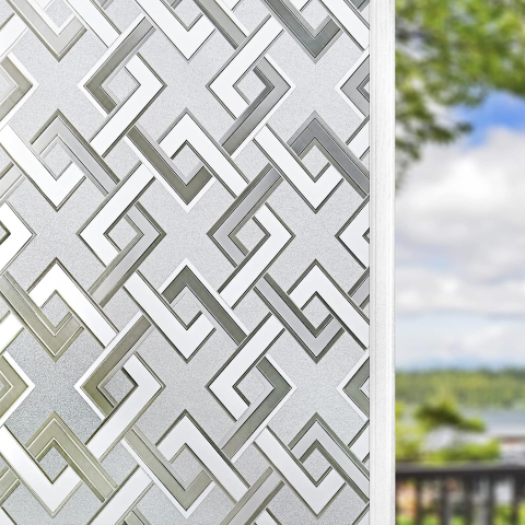 Folii decorative pentru geam - Folie decorativă pentru geam cu efect privacy 200 x 60 cm, model Romburi