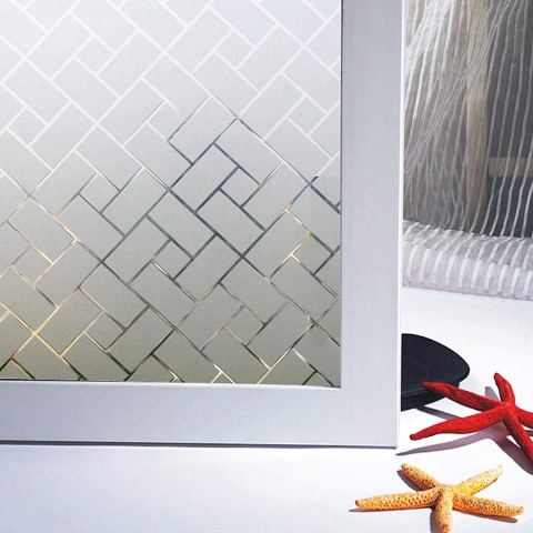 Folii decorative pentru geam - Folie geam privacy 200 x 60 cm, model Brick Pattern, pentru casă și birou