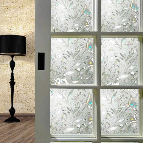Folii decorative pentru geam - Folie geam privacy 200 x 60 cm, model Floral, pentru casă și birou
