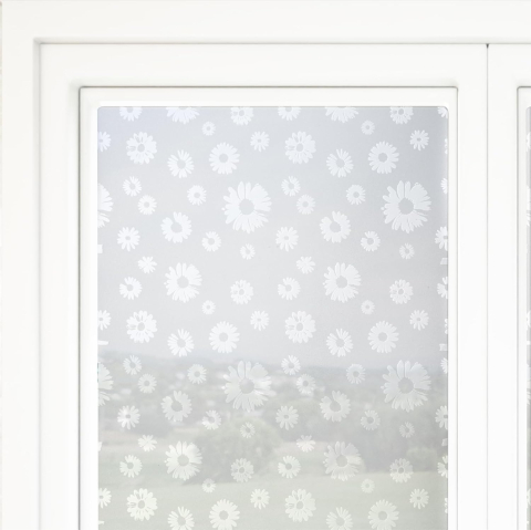 Folii decorative pentru geam - Folie privacy decorativă pentru geam 200 x 60 cm, model Floarea-soarelui, protecție UV