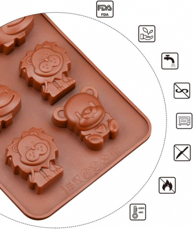 Forma din Silicon, Model Animale Salbatice pentru Ciocolata de Casa, Bomboane, Jeleuri sau Cuburi de Gheata, CBD CORAL BEST DEALS [12]