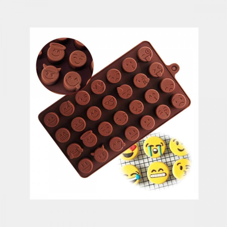 Forma din Silicon, Model Emoticoane pentru Ciocolata de Casa, Bomboane, Jeleuri sau Cuburi de Gheata, CBD CORAL BEST DEALS [6]