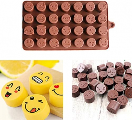 Forma din Silicon, Model Emoticoane pentru Ciocolata de Casa, Bomboane, Jeleuri sau Cuburi de Gheata, CBD CORAL BEST DEALS [1]