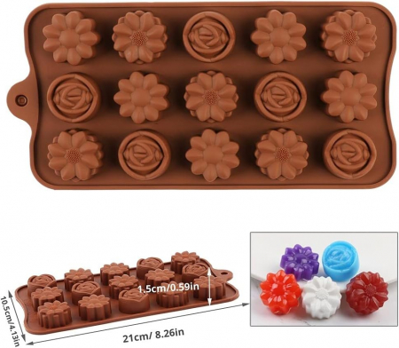 Forma din Silicon, Model Flori Salbatice pentru Ciocolata de Casa, Bomboane, Jeleuri sau Cuburi de Gheata, CBD CORAL BEST DEALS [1]