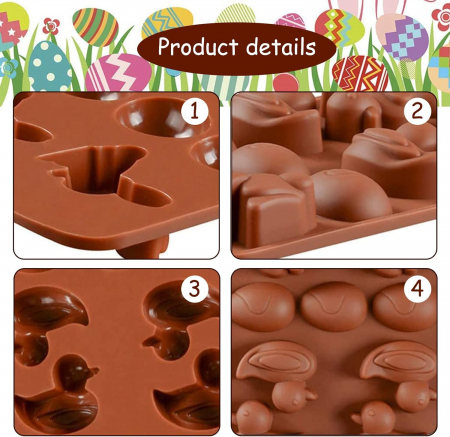 Forma din Silicon, Model Iepurasi pentru Ciocolata de Casa, Bomboane, Jeleuri sau Cuburi de Gheata, CBD CORAL BEST DEALS [1]