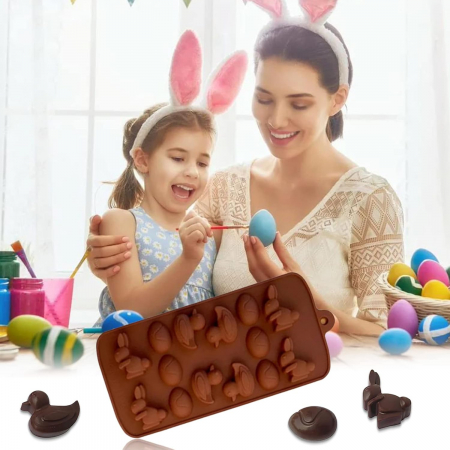 Forma din Silicon, Model Iepurasi pentru Ciocolata de Casa, Bomboane, Jeleuri sau Cuburi de Gheata, CBD CORAL BEST DEALS [6]