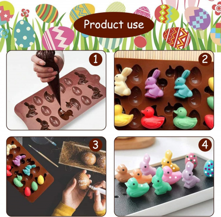 Forma din Silicon, Model Iepurasi pentru Ciocolata de Casa, Bomboane, Jeleuri sau Cuburi de Gheata, CBD CORAL BEST DEALS [7]