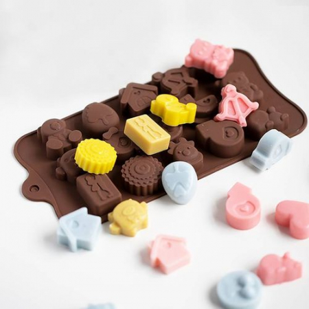 Forma din Silicon, Model Simboluri pentru Ciocolata de Casa, Bomboane, Jeleuri sau Cuburi de Gheata, CBD CORAL BEST DEALS [11]