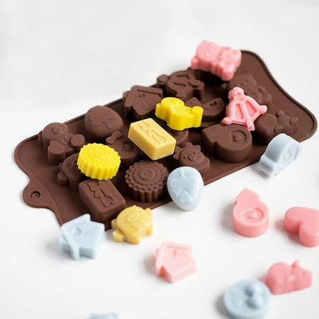 Forma din Silicon, Model Simboluri pentru Ciocolata de Casa, Bomboane, Jeleuri sau Cuburi de Gheata, CBD CORAL BEST DEALS [4]