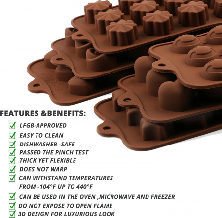 Forma din Silicon, Model Stelute Diferite Forme pentru Ciocolata de Casa, Bomboane, Jeleuri sau Cuburi de Gheata, CBD CORAL BEST DEALS [1]