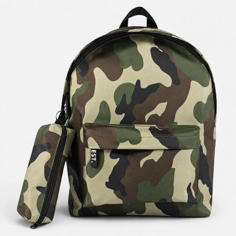 Rechizite si produse pentru scoala - Ghiozdan Scolar Army cu Penar 31x13,5x42,5cm