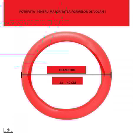 Husa Volan Rosu din Silicon Elastic, Pentru Protejarea Volanului Masinii si Condus Confortabil, Universal Compatibila, Diametru 32-40 cm, CBD CORAL BEST DEALS [12]