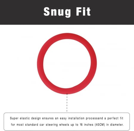 Husa Volan Rosu din Silicon Elastic, Pentru Protejarea Volanului Masinii si Condus Confortabil, Universal Compatibila, Diametru 32-40 cm, CBD CORAL BEST DEALS [9]