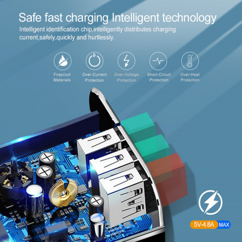 Incarcator Retea 3x USB cu Multiple Protectii Ultra Fast Charge Qualcomm 3.0, Negru, CBD CORAL BEST DEALS Negru 2.1 Ah [1]