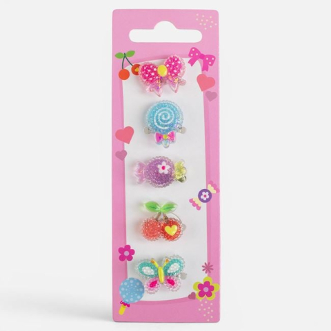 Moda si accesorii - Set 5 Inele cu Strasuri, Modele Frosty pentru Copii