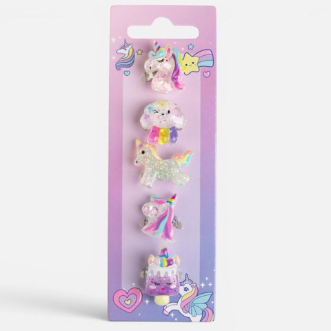 Moda si accesorii - Set 5 Inele cu Sclipici Frosty, Modele Diverse pentru Copii