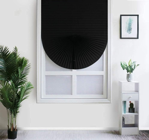 Jaluzele 90 x 180 cm - Jaluzea plisată 90 x 180 cm, Negru, autoadezivă și reglabilă