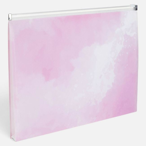 Rechizite si produse pentru scoala - Mapă A4 din Plastic Roz Marble cu Fermoar, 33x3x24 cm