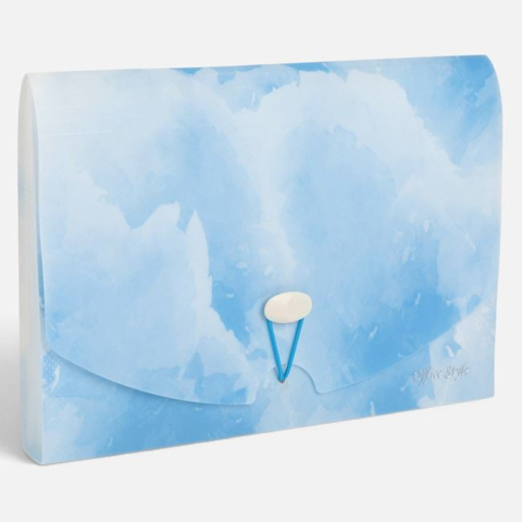 Hartie, caiete si articole de birou - Mapă Bleu Marble Glitter cu 13 Compartimente & Buton 33,5x24cm