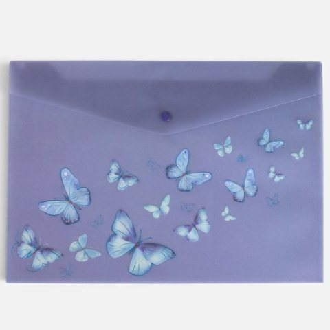Hartie, caiete si articole de birou - Mapă cu Capsa Mov cu Fluturi Glitter 33x23,6cm