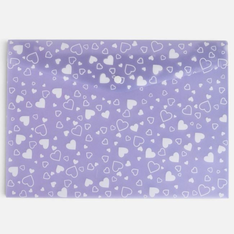 Hartie, caiete si articole de birou - Mapă cu Capsa Mov cu Inimi Glitter 33x23,6cm
