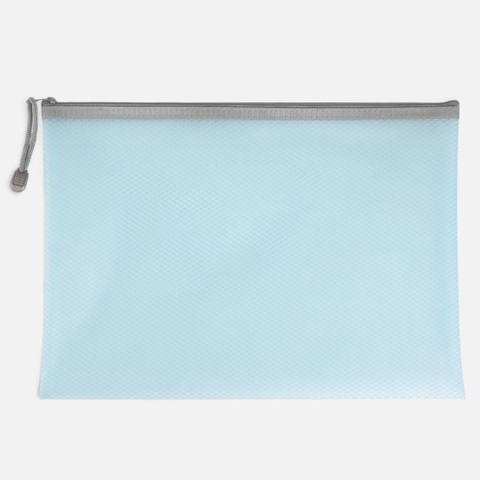 Hartie, caiete si articole de birou - Mapă cu Fermoar Transparentă Bleu cu Plasă 33x25cm