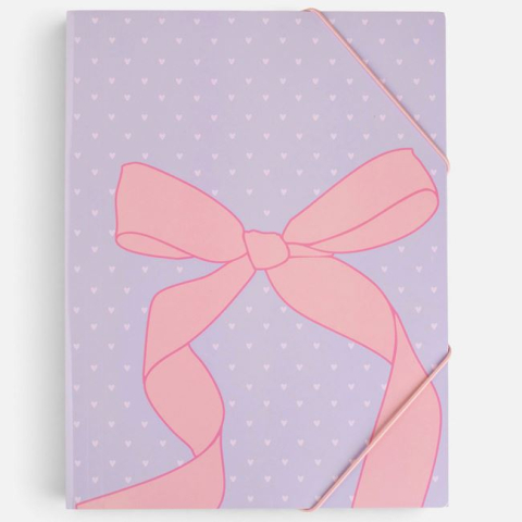 Rechizite si produse pentru scoala - Mapă Fancy Lila-Roz cu Elastic și Fundă, 24x32 cm