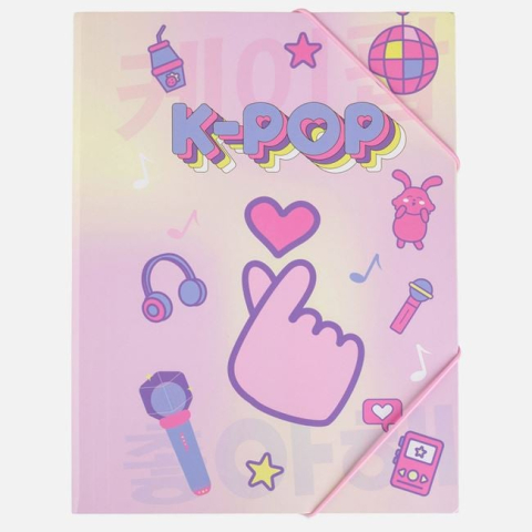 Hartie, caiete si articole de birou - Mapă Fancy K-POP din Carton cu Elastic, 24x32 cm