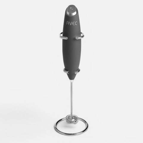Ustensile de bucatarie - Mixer electric gri pentru spumă de lapte cu suport