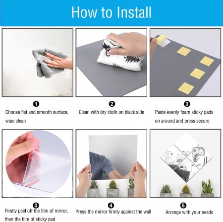 Oglinda Autoadeziva Premium, CBD CORAL BEST DEALS, pentru Decor Interior, Model Dreptunghi, Material PVC Acrilic, 15 x 10 cm, Set 6 Bucati [10]