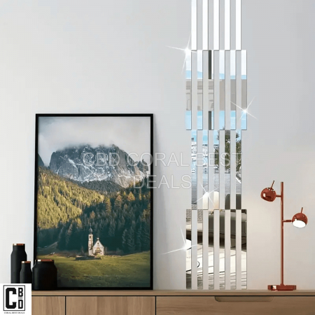 Oglinda Autoadeziva Premium, Dimensiuni 35 x 8 cm CBD CORAL BEST DEALS, Pentru Amenajarea Spatiului Interior, Model Dreptunghi, Set 6 Bucati [1]