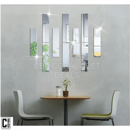 Oglinda Autoadeziva Premium, Dimensiuni 35 x 8 cm CBD CORAL BEST DEALS, Pentru Amenajarea Spatiului Interior, Model Dreptunghi, Set 6 Bucati [5]