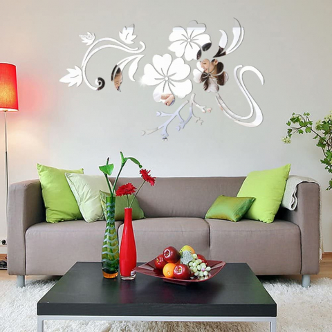 Oglinzi Acrilice Autoadezive pentru Design si Decor Interior, Stickere Model cu Flori Decorative 60 X 80 Cm, Cbd Corl Best Deals 80 Cm 60 Cm [2]