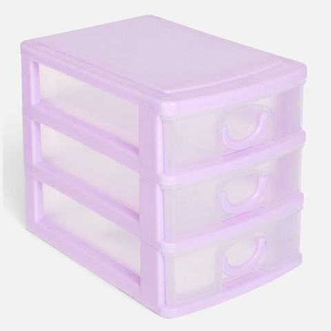 Hartie, caiete si articole de birou - Organizator de Birou Lila cu 3 Sertare, 11x9x13 cm