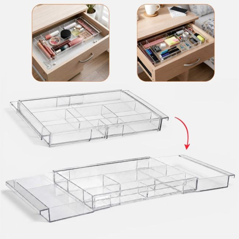 Organizare si depozitare casa - Organizator transparent extensibil pentru sertar 31–51 cm