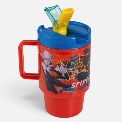 Vesela si servire masa - Pahar Spiderman Roșu cu Pai și Mâner 530 ml