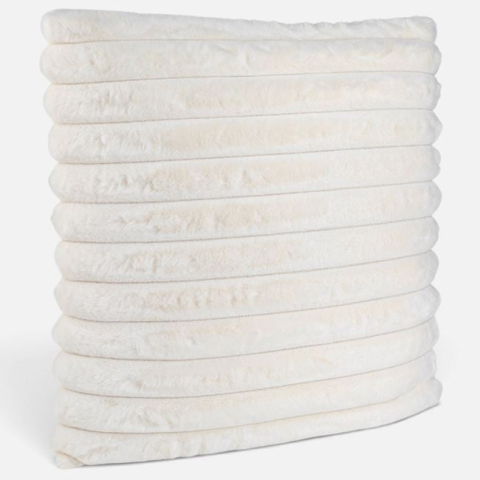 Textile pentru casa - Pernă Albă din Blană Artificială cu Relief, 40x40 cm