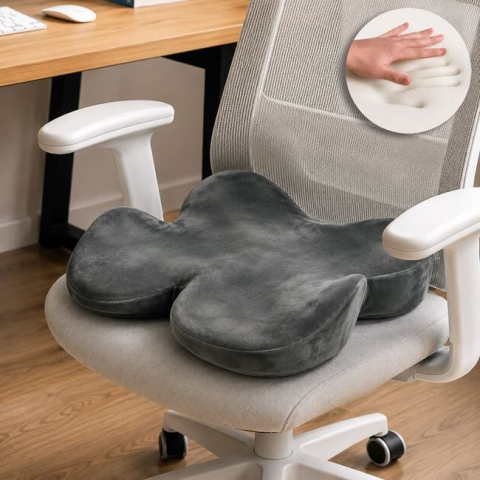 Textile pentru casa - Pernă gri Memory Foam pentru scaun 47 x 39 cm