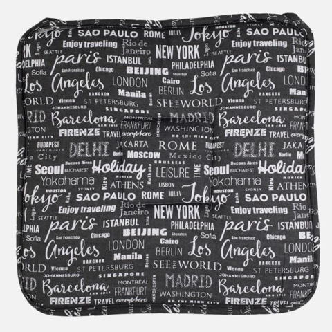 Textile pentru casa - Pernă pentru Scaun Gri cu Orașe, 39x39x3 cm