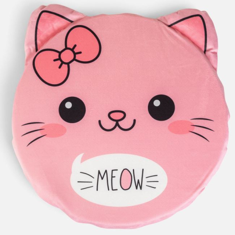 Textile si accesorii copii - Pernă de Scaun Pisică Roz pentru Copii, Ø38 cm