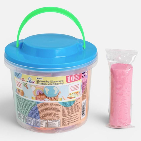 Rechizite si produse pentru scoala - Plastilină Pastel, 10 Culori, 500 g, în Găletușă