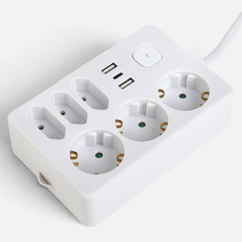 Organizare si depozitare casa - Prelungitor cu 6 Prize, 2 USB și 1 USB-C, Cablu 1,2 m