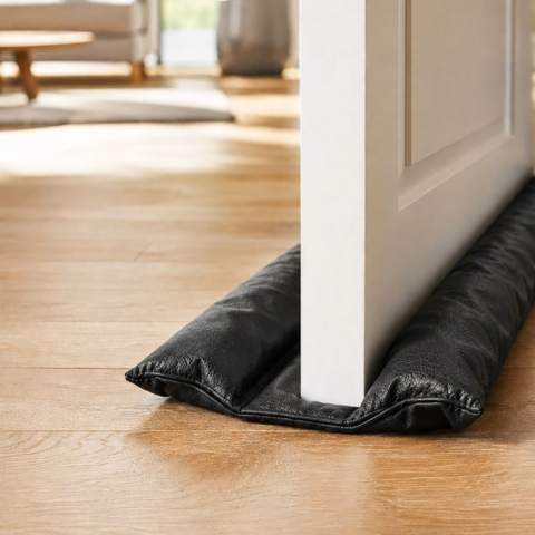 Textile pentru casa - Protecție Anti-Curent Dublă pentru Ușă, Neagră, 79 cm