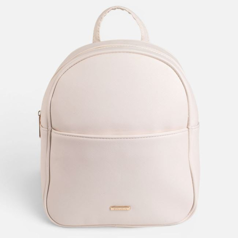 Moda si accesorii - Rucsac bej pentru femei din PU cu detalii aurii