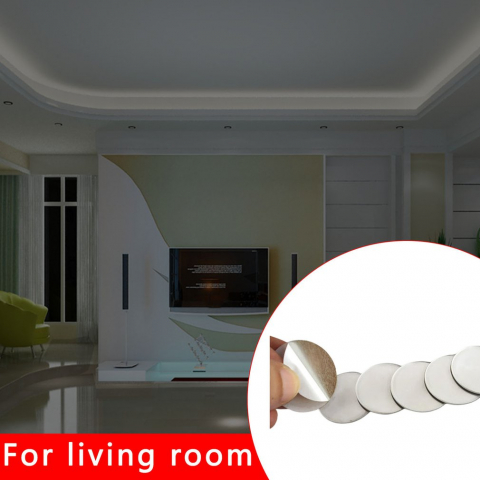 Set 100 Oglinzi Acrilice, in Forma de Bulina, Decorative, pentru Decorarea Peretilor, 2 x 2 cm, CBD CORAL BEST DEALS Argintiu 2 cm [5]