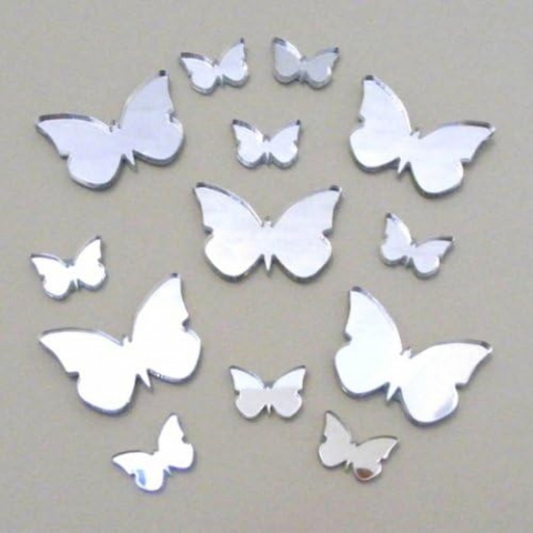 Stickere decorative autoadezive - set-100-oglinzi-acrilice-fluturi-autoadezive-decor-pereti-coral-best-deals