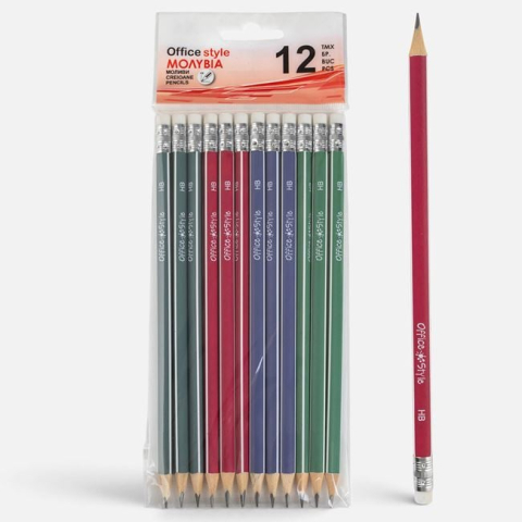 Rechizite si produse pentru scoala - Set 12 Creioane HB Triunghiulare cu Radiere, 4 Culori