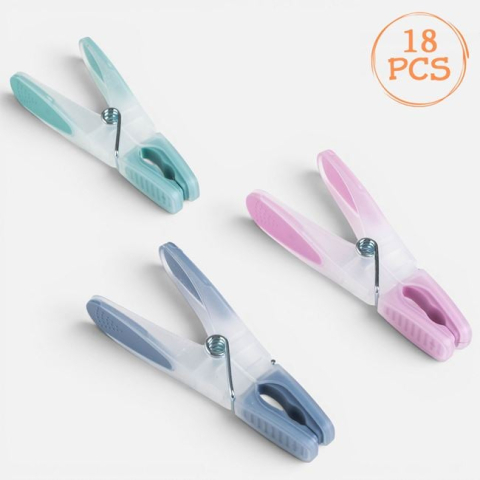 Organizare si depozitare casa - Set 18 Clești SoftGrip Pastel pentru Rufe, 8,5 cm