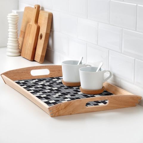 Set 19 Stickere Decorative pentru Faianta Sau Perete, 10 X 10 Cm, Negru Mat, Autoadeziv, Mozaic Multicolor 10 Cm [6]